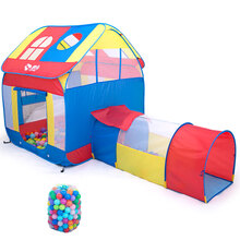 思贝 大款儿童帐篷公主玩具游戏屋婴儿宝宝儿童城堡室内游戏帐篷海洋球池 女孩男孩玩具 蓝色帐篷+拱形隧道+200球