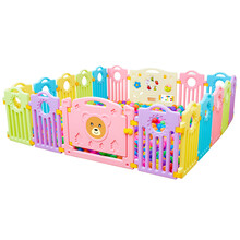 德驰（DECHI） 宝宝室内游戏围栏婴儿爬行垫学步家用栅栏乐园儿童安全防护栏游乐场滑滑梯 太阳公公动漫款16+2