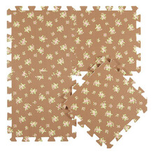 明德儿童泡沫拼接地垫婴儿泡沫地板垫家用卧室客厅铺地防摔花草田园风覆膜碎花圆点宝宝爬行垫爬行垫子 咖色碎花(送边条) 30*30*1cm(1片)