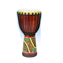 琴兹（Qin Ci） 非洲鼓8寸10寸12寸成人儿童入门初学者云南手拍鼓山羊皮丽江手鼓 升级4扣12寸棕色彩绘+赠品