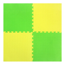 明德儿童卧室客厅满铺爬行垫彩色泡沫拼图地垫 树叶纹拼接防滑垫 大号加厚地板垫 每片送2根边条 黄绿搭 60*60*1.2cm(1片价)