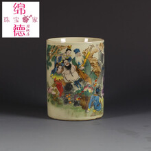 【49元2件】清乾隆年制粉彩人物八仙笔筒 景德镇仿古瓷器古董古玩 家居摆件美