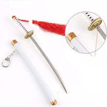 海贼王周边 索隆秋水和道一文字雪走金属模型刀剑钥匙扣 22CM和道一文字