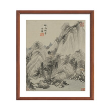 《云溪草堂图》清 王时敏 雅昌艺品 水墨画国画框画装饰画玄关卧室餐厅客厅沙发电视背景墙挂画 咖啡实木国画框