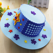 儿童EVA帽子编织手工DIY制作太阳帽子幼儿园子手工DIY制作材料包创意玩具 蓝色