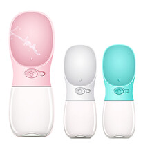 哈特丽宠物关爱杯 外出水杯户外便携式旅行水壶水碗 泰迪猫咪狗狗饮水器 清新蓝 350ml