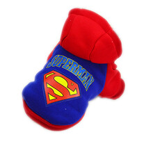 宠物服饰狗狗衣服泰迪贵宾比熊冬装 超人卫衣 红蓝色 XS