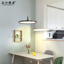 餐厅灯吊灯现代简约饭厅灯办公室灯led餐桌灯单头吧台灯灯具餐厅吊灯休闲室吧台吊灯调光灯时尚白灯黑灯 黑框 小号30cm-16W-白光