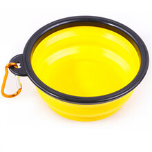 宠物狗狗折叠碗外出水碗便携狗碗户外喝水碗盆水粮两用杯饮水碗 黄色 S