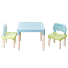 乐林源儿童塑料桌椅组合幼儿园卡通小桌子小椅子 宝宝学习吃饭桌游戏桌套装 蓝色桌椅