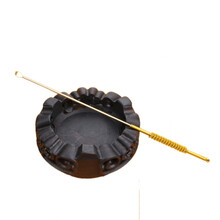 天艺牌扬州三把刀专业掏耳朵手工制作采耳工具/木柄/不锈钢/竹掏耳勺耳扒/单根单支 金色盘龙铜耳勺