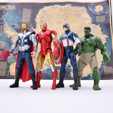 可动漫威全套手办模型套装绿巨人灭霸钢铁侠公仔复仇者联盟3英雄雷神4蜘蛛侠美国队长2蝙蝠侠 4个英雄大号 高度约18cm