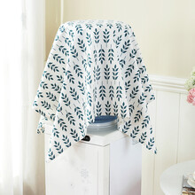 巧林儿 文艺大方格饮水机盖布 床头柜盖布 家电防尘布水桶罩盖布大小桶通用型 蓝树叶 55*55cm