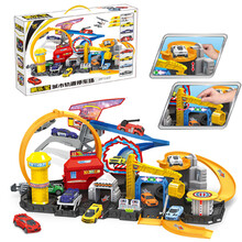 弹射停车场轨道车城市赛车男孩汽车军事模型3-4-5岁7儿童益智玩具玩具礼物 P884-A城市轨道停车场(配7模型车1只飞机)