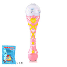 泡泡机儿童 全自动不漏水 电动音乐魔法杖吹泡泡枪泡泡玩具泡泡棒 粉魔杖+泡泡浓缩液*5+ 电池*3