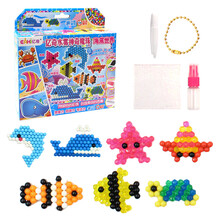 亿奇水雾神奇魔珠儿童DIY手工制作魔法珠女孩玩具拼豆豆拼图魔法水溶豆水粘珠串珠套装 小盒普通装-海底世界