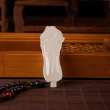 天下玉家 天然玉石白菜手把件文玩随身把玩件玉雕工艺礼品 青玉