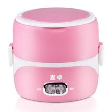 麦卓MAKEJOY 电热饭盒插电加热保温饭盒双层不锈钢内胆热饭器多功能煮饭盒蒸 ST-2751粉色双层