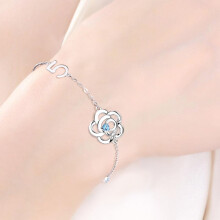 JOLEE 手链 托帕石S925银彩色宝石简约时尚玫瑰花朵配饰品送女生礼物