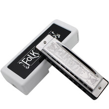 通宝（TOMBO） 日本原装进口 FOLK BLUES 高级演奏10孔布鲁斯口琴 1610 预定款 F#即降G调