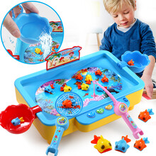 爱婴乐 儿童钓鱼玩具套装一岁两岁宝宝小孩益智电动1-2-3-4-6岁男孩女孩 音乐钓鱼台（可加水）蓝色