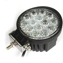 车上生活工作灯货车LED汽车辅助射灯大功率超亮27W 48w 车顶灯越野车射灯工程灯作业灯 42W圆形1个