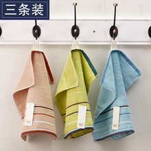 爱尔思纯棉大方巾加厚加大成人洗脸面巾强柔软吸水正方形全棉小毛巾家用不易掉毛34X35cm 3条装青春风（橙色 绿色 蓝色）