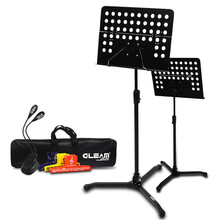 GLEAM 格利姆 可一键升降折叠德标大谱架 吉他贝斯琵琶古筝小提琴二胡长笛古筝架子鼓稳固大谱台谱架 黑色一键升降+送原装包+谱夹+谱灯