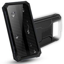 PNZ 太阳能充电宝20000毫安时户外登山运动生活三防大容量移动电源通用 适用于苹果安卓华为小米等 纯黑色