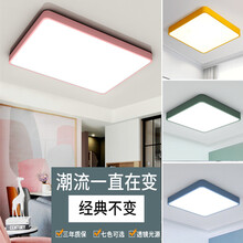 新款北欧风格客厅长方形家用灯具卧室圆形北欧卧室灯led马卡龙实木吸顶灯创意个性日式房间超薄客厅大灯 直径20厘米白灯