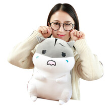 乐怡萱 可爱胖仓鼠公仔布娃娃玩偶毛绒玩具抱枕儿童节生日礼物萌送女生七夕情人节礼物 灰色委屈 60cm