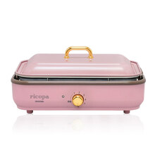 爱丽思IRIS 多功能无烟铁板烧煎烤机电热烤盘烤肉烤鱼烤炉章鱼小丸子机 粉色（平面烤盘+章鱼烧烤盘）