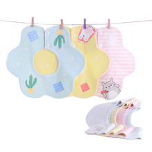 婴儿围嘴 宝宝口水巾可旋转 新生儿小围兜纯棉防水  BB130 (女宝4条装)