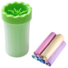咪贝萌 宠物狗狗洗脚杯猫咪洗爪器猫狗爪子清洁用品洗脚器小狗泰迪博美比熊神杯 大号 绿色+吸水毛巾