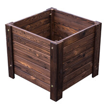 卉腾 鑫腾户外防腐木花箱种植箱正方形大号种树盆碳化木花盆木花箱定制种树花箱 加固平头长30*宽30*高25 大