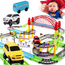 拖马斯小火车套装轨道电动充电儿童3-6周岁过山火车轨道玩具男孩 338-7轨道+三个车