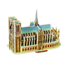 世界名建筑模型纸板3d立体拼图 儿童益智创意diy拼装拼插玩具批发 6巴黎圣母院