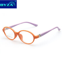 BYZA 百飒儿童防辐射眼镜 男女平光镜 防蓝光眼镜游戏眼镜电脑护目镜 橘框紫腿