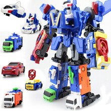 六合一双面变形机器人金刚儿童互动益智变形玩具 六合一机器人