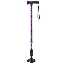 日本一期一会（ichigo ichie）老人拐杖 铝合金防滑轻便助行器减震手杖进口伸缩调节三脚拐棍 三脚伸缩拐杖 AS-501红花