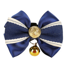 宠物猫咪蝴蝶结铃铛猫三角巾防舔时尚猫围脖围嘴英短美短猫咪领结 蝴蝶结款蓝白色 XS：15-25cm