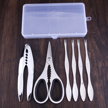 剥螃蟹吃蟹工具304不锈钢蟹八件蟹钳蟹夹蟹针海鲜剪吃大闸蟹螃蟹 加强蟹钳+蟹剪+4只蟹挑+送收纳盒