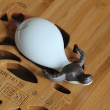 祥业 精品汝窑哥窑开片可养吉祥小猪动物摆件小牛兔子小鹿茶宠摆件 汝窑小牛