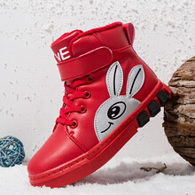 童鞋 儿童运动鞋女童冬鞋棉鞋秋冬新款韩版中大童女孩加绒加厚保暖鞋子 红色 27码鞋子内长约17cm