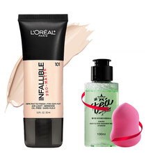 欧莱雅（LOREAL）粉底液女哑光控油遮瑕膏bb霜底妆24小时不脱妆自然学生 发新款 吸油棒 220色 35ml