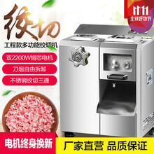 甄樽 绞肉机商用电动大功率立式绞肉切肉灌肠多功能三用不锈钢绞切肉机大型 工程款22型绞切两用
