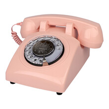 金顺迪 JSD075 无线插卡座机电信移动联通无线固话手机卡仿古复古欧式电话机家用座机 粉红色旋转(接电话线)