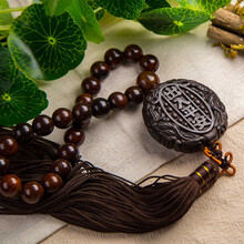 【顺丰发货】多吉米 出入平安车挂汽车挂件车载车内木平安佛珠新车礼物后视镜车饰吊坠汽车挂饰 佛珠原木