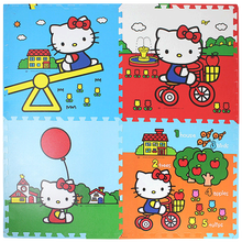 明德泡沫地垫拼接爬行垫卡通拼图垫哆啦a梦hellokitty猫大4片装送8边条60x60宝宝爬爬垫子 欢乐kitty猫4片装(送边) 60*60*1cm(整包价)