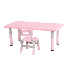 育才 环保防火板材 幼儿可升降书桌子 儿童学习桌 幼儿园课桌 宝宝餐桌长方桌 升降长方桌-樱花粉
